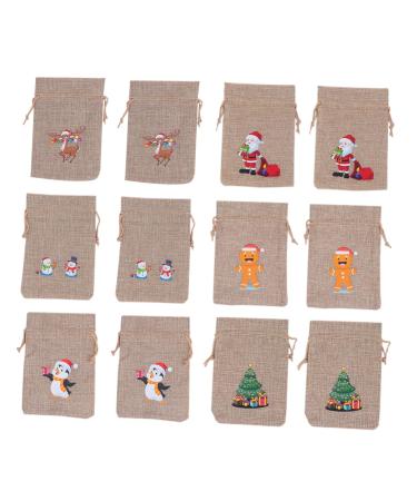 Gogogmee Holiday Bags 12pcs Christmas Drawstring Bag Christmas Cloth Bags Lovely Bags Convenient Bags Miss Portable