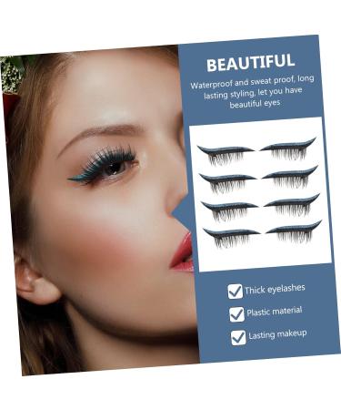 Beatifufu 4 pairs Waterproof Face Natural Supplies Decals Girls Eye Adhesive Temporary Strip Eyeliner Long 4x1.5cm Blue - Buy Online on GoSupps.com