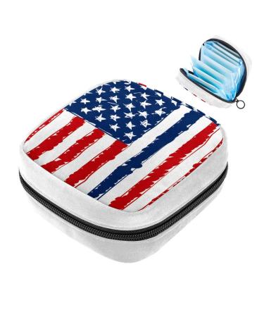 GIAPB Sanitary Napkin Storage Bag Period Bag Tampon Bag Makeup Bag Pad Pouch Cartoon American Flag Color2250