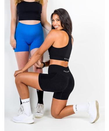 CELER Women's Chemistry Seamless Scrunch Butt Gym Shorts - Black, Medium - Buy Online on GoSupps.com