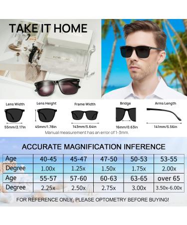 Men's Reading Sunglasses - Durable Spring Hinges UV Protection Comfortable Fit | Black 1.50 - Buy Online on GoSupps.com