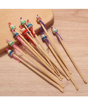 Bamboo Ear Cleaner - JJLFresheners 10pcs Cute Doll Ear Picks for Men & Women | Effective Ear Wax Remover & Health Care Tool - Buy Online on GoSupps.com