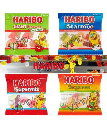 25 x Haribo Giant Strawbs Gone Mini Tangfastics Supermix Minis Starmix Treat Bags 16g ( VIMIX Seller )