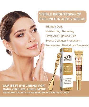 Youngfocus Retinol Eye Cream for Dark Circles and Puffiness Anti Aging Eye Cream with Hyaluronic Acid and Collagen Smooth Fine Lines and Hydrate Eye Area - Buy Online on GoSupps.com
