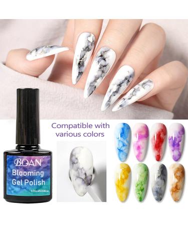 BQAN Blooming Gel Set - Clear Spreading Effect Blossom Gel Polish 7.5ml x2 with Nail Liner Brush - Nail Art DIY and Salon Use - Buy Online on GoSupps.com