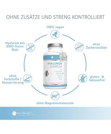 180 Vegan Hyaluronic Acid Capsules 600mg with Zinc Curcumin & Green Tea Extract - Additive-Free Biotin & Selenium - Made in Germany - Buy Online on GoSupps.com