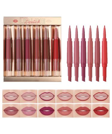 Lipstick and Eyeliner Set - 6-Piece Matte Lip Pencil and Lip Ink Makeup Set Waterproof Glossy Makeup Kit Gift