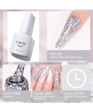 Glitter Gel Nail Polish Super Sparkling Color UV Gel Polish Vegan Long Lasting Nail Varnish Diamond Soak Off UV Gel Nail Varnish Gifts For Women & Girl Nail Art Wedding Holiday(Glitter purple) - Buy Online on GoSupps.com