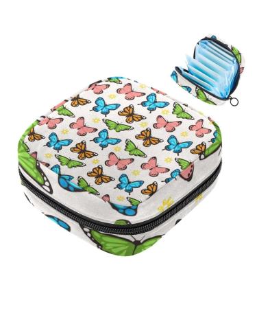 Menstruation bag with zipper women's napkin bag tampons collective bag for women and girls (butterfly pattern collection) Color 1