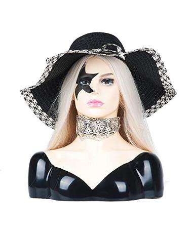 RuixFLR PVC Show window doll head with shoulder and bust unique star eyes realistic training head for hat wigs earrings necklace displayed jewelry