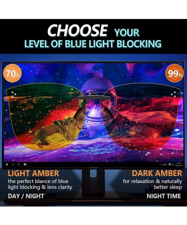 Xfeel Clip-On Blue Light Blocking Glasses - Fit Over Prescription Glasses for Men & Women | A-Flip-Up Dark Amber (99%) for Computer TV & Gaming - Buy Online on GoSupps.com