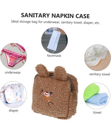 Healifty Plush Aunt Towel Bag Purse for Girls | Zip Around Mini Coin Pouch | Menstrual Pad Bag | Brown 13.5X13.5CM - Buy Online on GoSupps.com