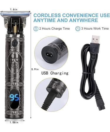 Y2Konexi Hair Trimmers for Men Hair Clippers Men Haircut Professional Cordless Rechargeable T-Blade Beard Trimmer 0mm Zero Gapped Baldhead Shaver - Gray - Buy Online on GoSupps.com