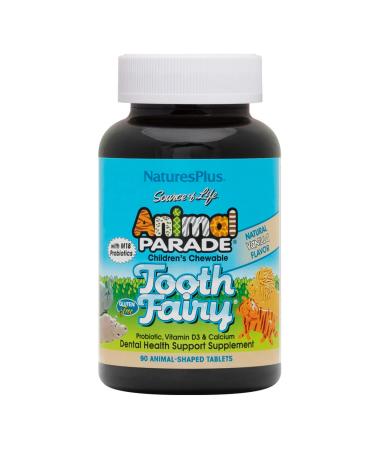 Nature's Plus Source of Life Animal Parade Tooth Fairy Probiotic Children's Chewable Natural Vanilla Flavor 90 Animal-Shaped Tablets