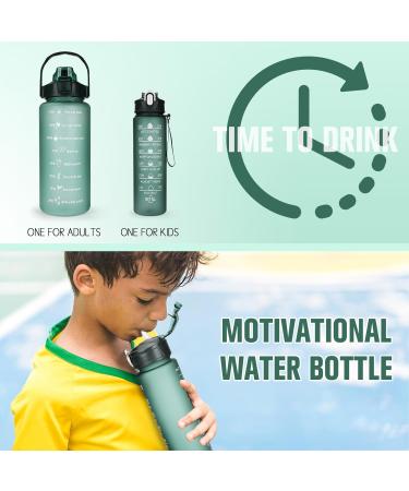 Codicile 2 Pack Sports Water Bottles - BPA-Free 2L & 750ml with Time Marking & Straw for Gym - Motivational Moonlight Design - Buy Online on GoSupps.com
