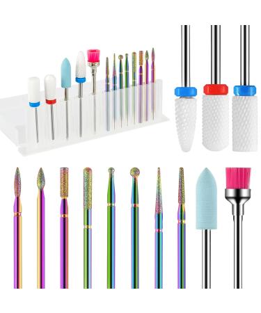 Pairier nail miller bits bits grinding heads nail miller ceramic and hard metal bits 13 pieces for gel acrylic nail skin and natural nail manicure pedicure nail care