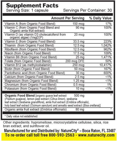 NatureCity TrueMulti Plant Based Multivitamin 30 Veggie Capsules - Unflavored - 30 Count - Buy Online on GoSupps.com