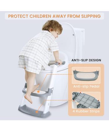 JASSONE Potty Training Seat Toddler Step Stool 2 in 1 Toilet for Kids - Grey, Anti-Slip Pad, Splash Guard - Boys Girls Potty Training - Buy Online on GoSupps.com