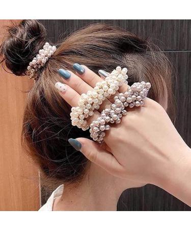 Runmi Hair Ties | 3 Pack Pearl Scrunchies & Beaded Ponytail Holders | Stylish Hair Accessories for Women & Girls - Buy Online on GoSupps.com