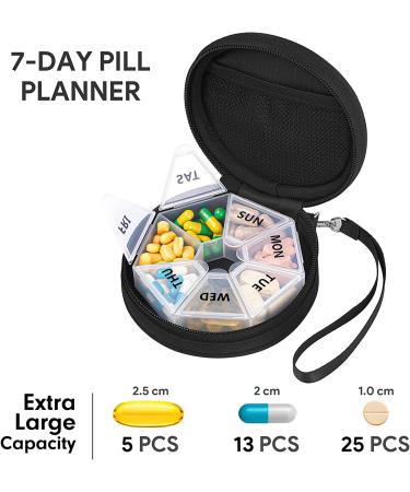 Large Weekly Pill Organizer with Zippered Bag - 7 Day Pill Box for Supplements & Vitamins - Portable Medicine Case for Travel - Buy Online on GoSupps.com