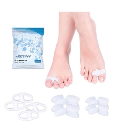 BENNARA Hammer Toe Straightener. Set B: 4pc-2 Loop Toe Separator and 8pc-Toe Spacer. Straighten Overlapping Toes  Crooked Toe  for Bunion Corrector  Hammer Toe  Hallux Valgus and Callus