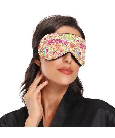 Seamless Colorful Hippie Peace Love Flowers on Beige Eye Masks Cover Blocks Light Sleep Mask Shade Cover Blindfold Eyeshade Cover with Adjustable Head Strap for Men Women Kids 8.5x6x0.4 Inch Multi 13 - Buy Online on GoSupps.com