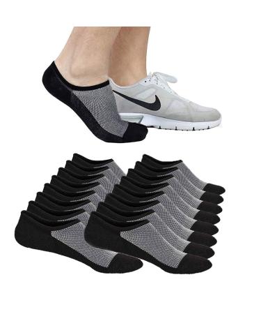 Faustine No Show Socks Ankle Low Cut Socks for Mens, Non Slip, 8 Pairs 16 Pairs 8 Pairs (Black) Large-X-Large