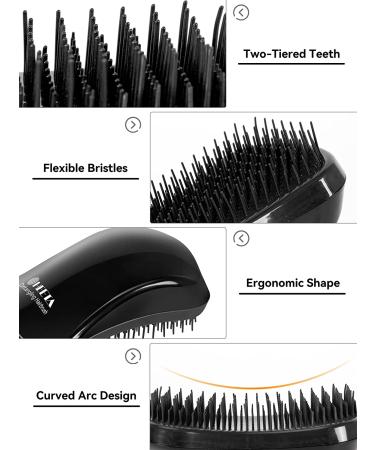 HEETA Detangling Hairbrush for Fine, Fragile, Color-Treated Hair - Knot-Free Hairbrush for Curly, Natural, Straight, Wet or Dry Hair - Ideal for Men, Women, Kids, and Pets - Black - Buy Online on GoSupps.com