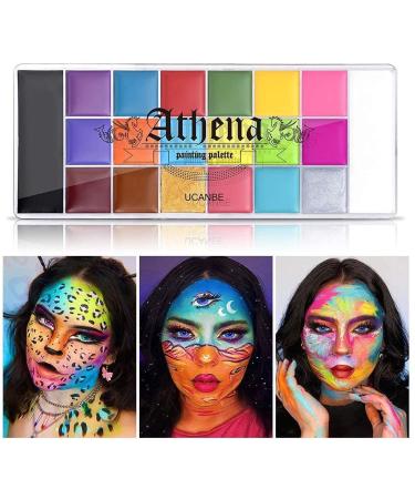 UCANBE Athena Body Face Paint Oil Palette 20 color Professional Non-Toxic Makeup Pallet Halloween FX Party Artist Fancy Adult Painting - Buy Online on GoSupps.com