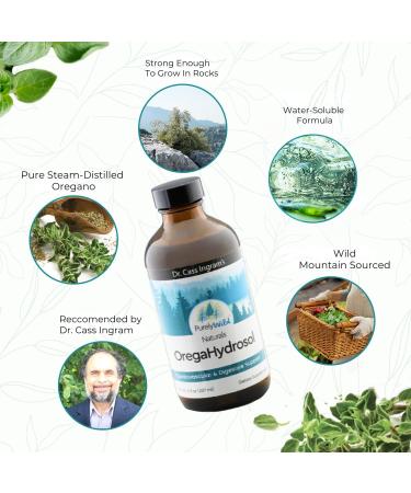 PURELY WILD Dr. Cass Ingram's OregaHydrosol Wild Mediterranean Oregano Juice Non-GMO Steam-Distilled Essence Natural Oregano Extract & Spring Water 8 fl oz - Buy Online on GoSupps.com