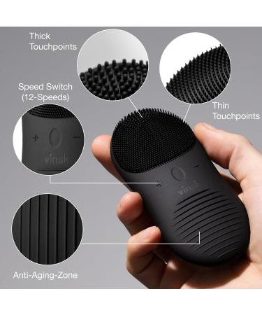 Vinsk Electric Silicone Facial Cleaning Brush - Waterproof Unisex Device with 12 Vibration Modes for Deep Pore Cleansing - Buy Online on GoSupps.com