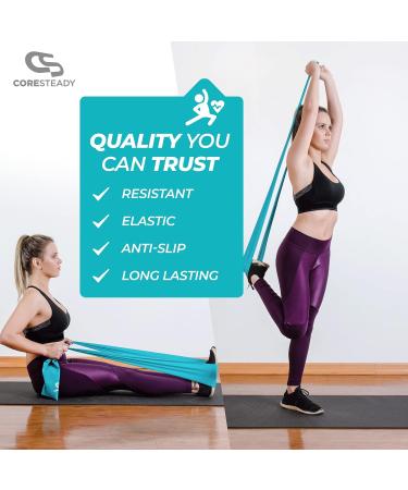 Coresteady Resistance Band Set - 3 Pack 2 Metre Exercise Bands for Men & Women - Build Strength, Flexibility, Muscle & Tone - Ideal for Fitness, Stretching, Pilates, Physio & Yoga - Includes Exercise Guide - Buy Online on GoSupps.com