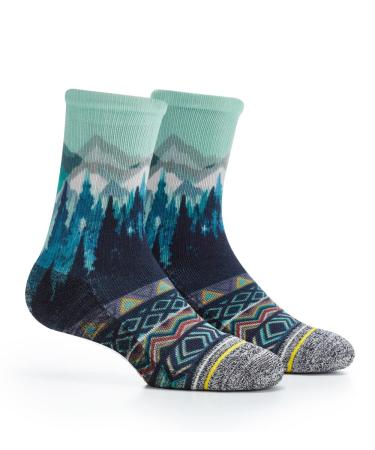 APRIME ECO-CAFE Crew Cushion Outdoor Socks Made from Coffee Grounds for Hiking, Trail Running, Climbing and Cycling Medium Forest