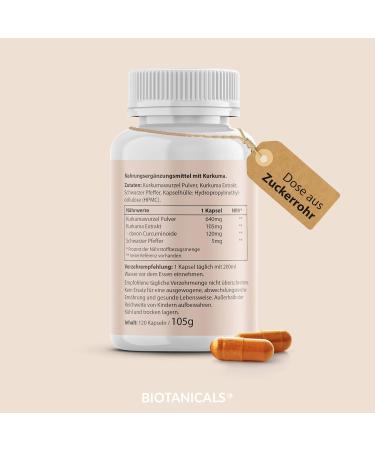 Biotanicals Curcuma Extract Capsules - 120 Vegan Capsules with Curcumin & Piperine - Pure Additive-Free Formula for Optimal Health - Buy Online on GoSupps.com