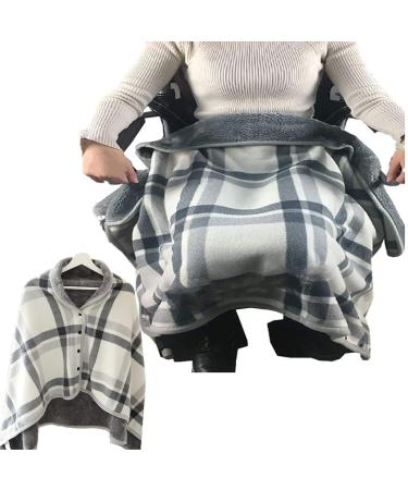 Fleece-Lined Wheelchair Cosy Cover Cozy Work Lap Blanket with Buttons Doublelayer Extra Warm Knee Blanket for Wheelchair for Patients Elders Cold Weather