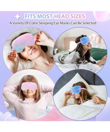 3 Pcs Plush Sleeping Eye Mask Set - Soft Faux Fur Blindfolds for Travel & Naps | Tie-Dye Colors (Pink Purple Blue) | Comfortable Eye Shade for Adults & Kids - Buy Online on GoSupps.com