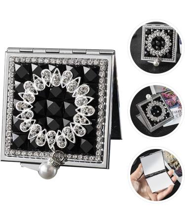 Lurrose 1pc Folding Vanity Mirror Travel Purse Mirror Vintage Mirror Tote Purse Metal Wallet Pocket Wallet Womens Purse Double Hand Held Mirror Miss Pearl Glass Lens Makeup Mirror Black - Buy Online on GoSupps.com