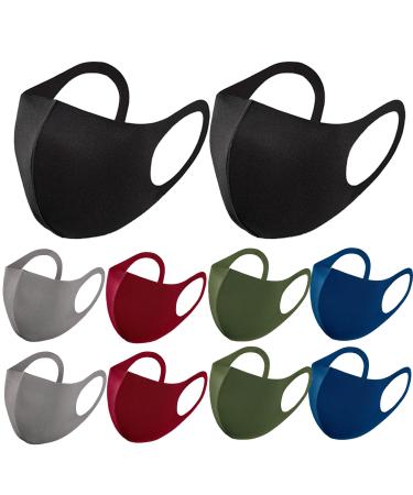 10pcs Cloth Face Masks Washable Reusable Breathable Mask Windproof 3D Soft Elastic Black Mask for Adult 10pcs-c