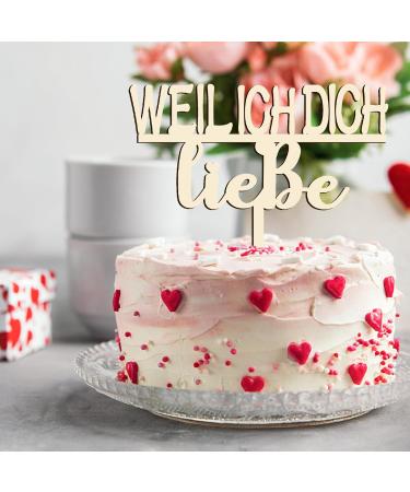 Wooden Cake Topper - 'Because I Love You' Anniversary Decoration | Perfect for Wedding & Celebration - Buy Online on GoSupps.com