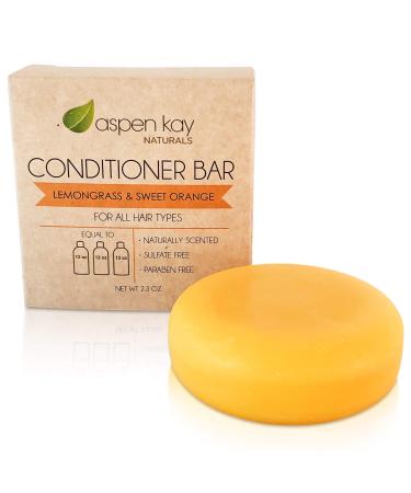 Solid Conditioner Bar  Made With Natural & Organic Ingredients  All Hair Types including frizzy hair  Sulfate-Free  Cruelty-Free & Vegan 2.3 Ounce Bar. (Lemongrass & Sweet Orange)