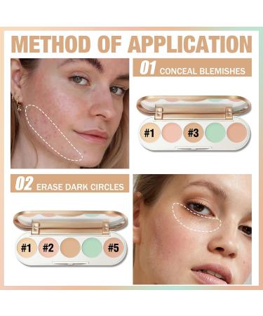 FOCALLURE GoldenAge 5-in-1 Concealer Palette - Multi-Use Color Correcting & Contour for Dark Circles | International Shipping Available - Buy Online on GoSupps.com