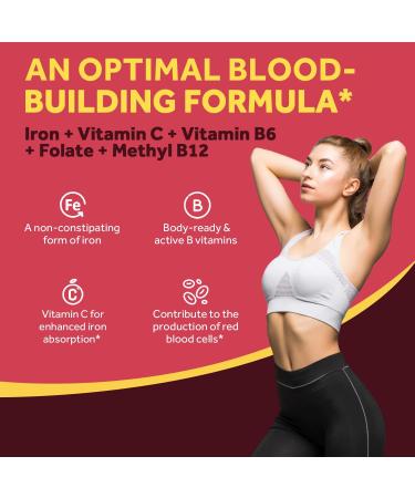 Doctor's Recipes Iron Supplement 36mg - Enhanced Absorption with Vitamin C, B6, Folate & B12 - 60 Vegan Capsules - Buy Online on GoSupps.com