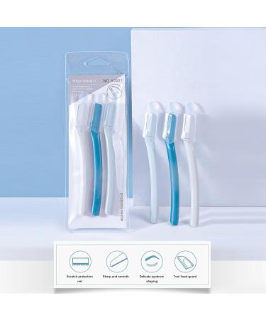 Eyebrow Knife - Stainless Steel Safety Cover & Sharp Blades | 3-Pack Hand Eyebrow Trimmer for Precision Grooming - Buy Online on GoSupps.com