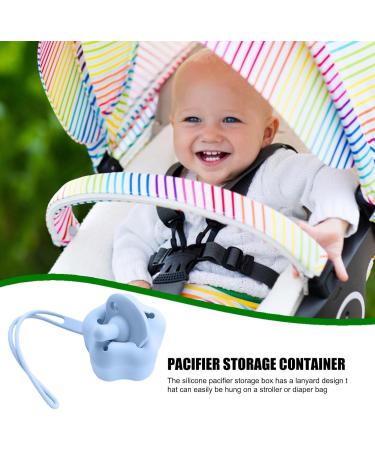 Kaxenig Silicone Pacifier Cover & Holder Case | Pentagram Shape Baby Pacifier Box with Lanyard - Blue - Perfect for Diaper Bags - Buy Online on GoSupps.com