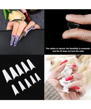 1000 Ballerina Nail Tips - Long Acrylic Artificial Nails for DIY & Nail Salons | 10 Sizes Natural & Clear - Buy Online on GoSupps.com