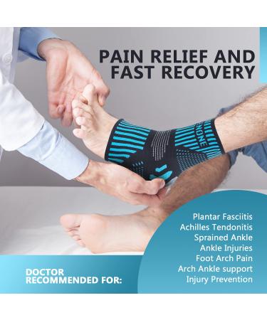 Professional Ankle Support Brace 2 Pack Breathable Plantar Fasciitis Socks Anti-Slip Ankle Compression Sleeve Socks for Joint Pain Ligament Damage Sprained Ankle Achilles Tendonitis Sports M Blue(Pair) - Buy Online on GoSupps.com