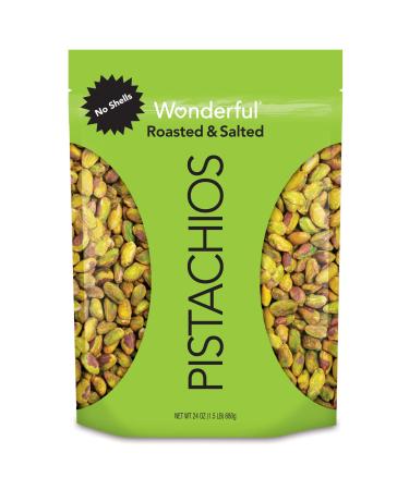 Wonderful Pistachios No Shells Roasted & Salted 24 Ounce Resealable Bag - Buy Online on GoSupps.com