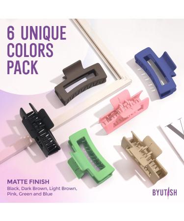 Byutish Square Hair Claw Clips for Thick Hair - 6 Pcs | Anti-Slip Strong Grip with Matte Finish | Stylish Hair Claws for Straight, Curly, Wavy Hair - Buy Online on GoSupps.com