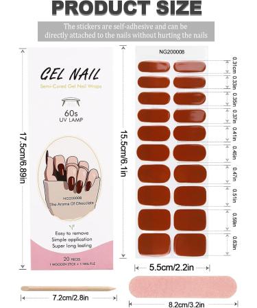 Ebanku 20pcs UV Gel Nail Film - Brick Red Self-Adhesive Nail Foil Wraps with File & Stick for Women & Girls Nail Decoration - International Shipping Available - Buy Online on GoSupps.com