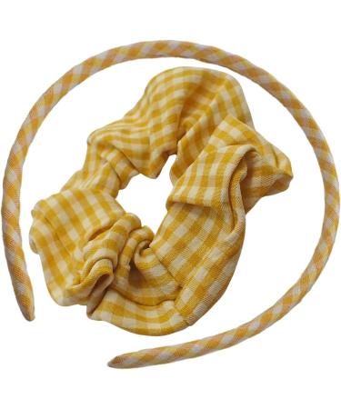 Topkids Accessories Gingham Alice Band And Matching Hair Scrunchie Set Kids Hair Accessories Hair Scrunchies For Women Girls Headbands Girl Hair Accessories Head band Girls Alice band (Gingham Yellow) - Buy Online on GoSupps.com